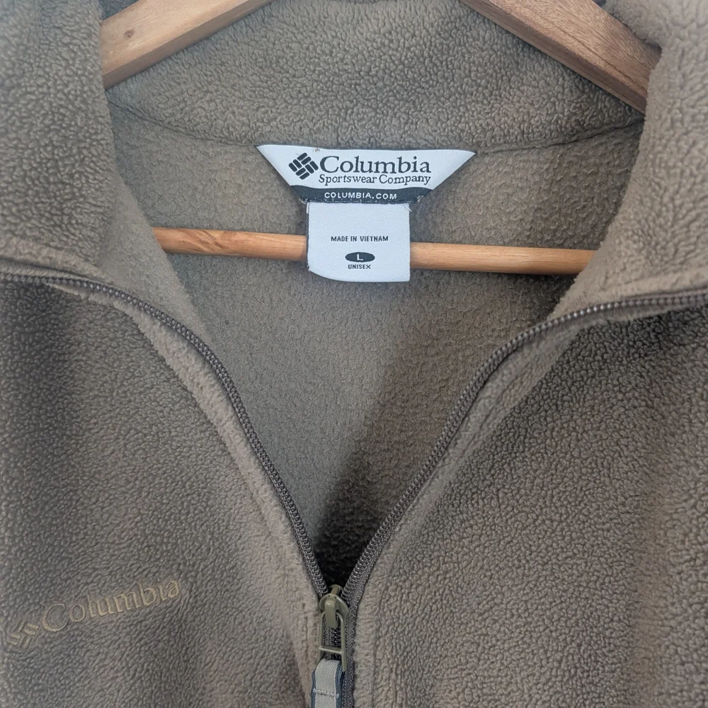 Columbia Beige 1/2 Zip Fleece Pullover Jacket Men's Large